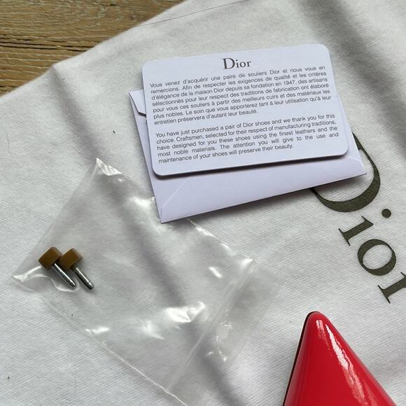 DIOR Cherie Patent Leather Pump Heels Coral Pink Size 38 / 7.5 - Picture 8 of 8